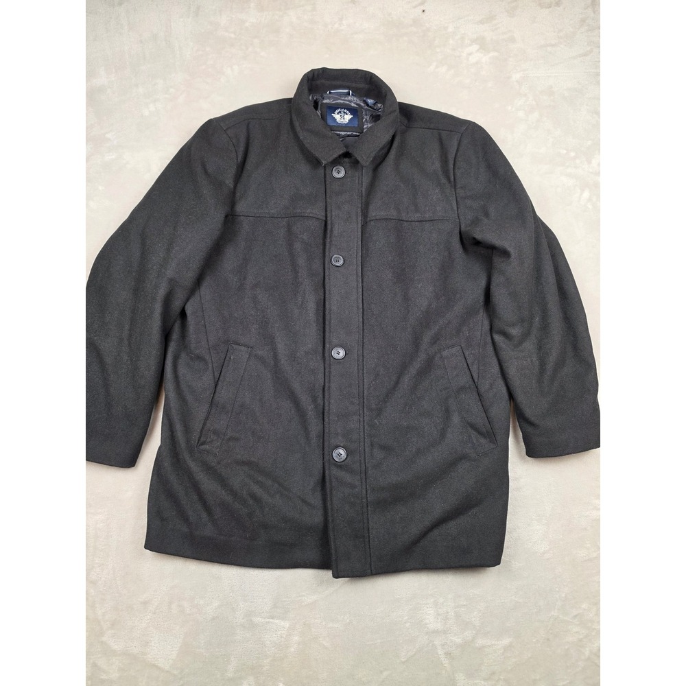 Dockers Wool Blend Coat Mens XXL Black Quilted Lined Button Front Car Coat